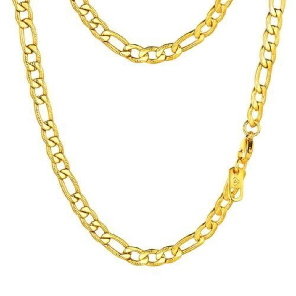 1522 Necklace Rapper Chains 26" 5mm Jewelry 18K Gold Plated Figaro Chain